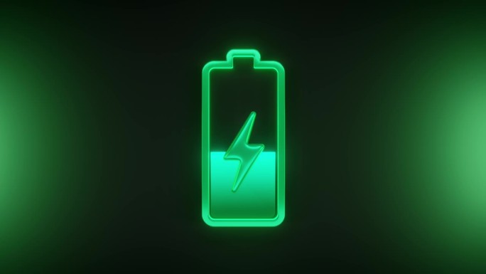 发光的电池图标在黑暗的背景