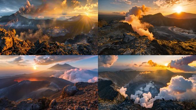 火山烟雾地热裂缝岩浆素材