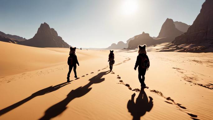 沙漠荒漠大漠风沙干旱蓝天氛围动态抽象