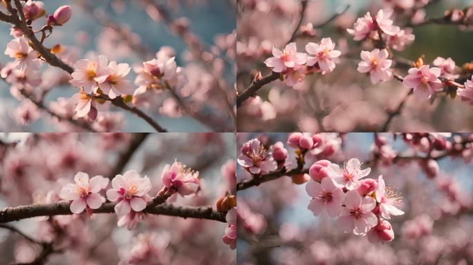 粉色桃花春季特写素材合集