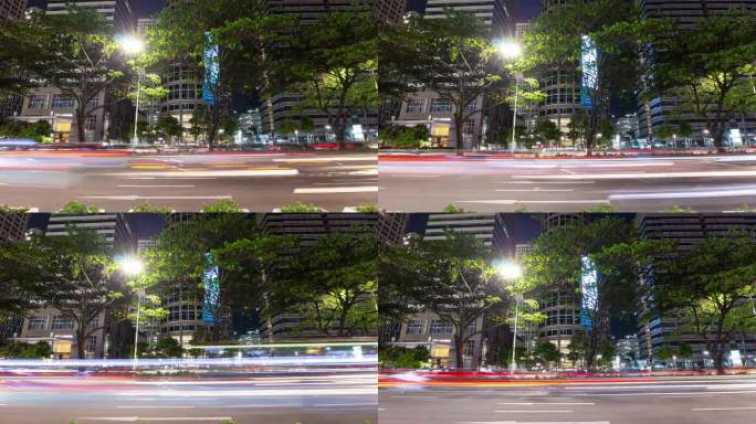 雅加达市夜间照明交通街道全景4k延时拍摄印度尼西亚