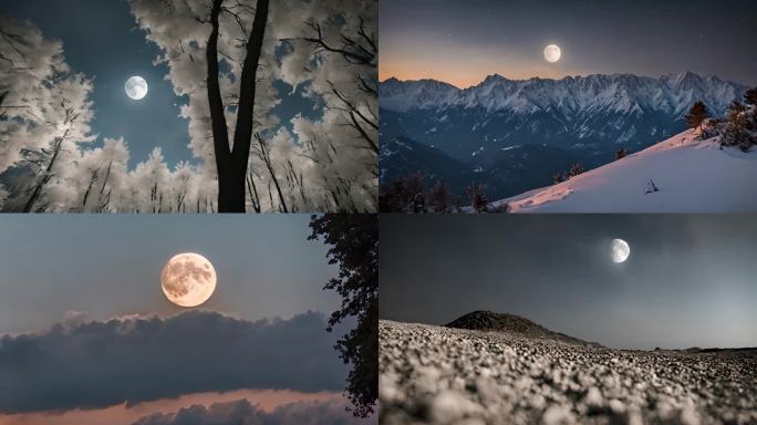 夜晚月光升起月亮4K视频素材