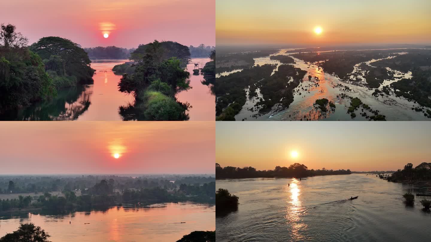 4K航拍 湄公河日出