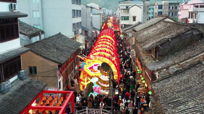 台州市黄岩区，宁溪非遗灯会，航拍