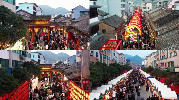 台州市黄岩区，宁溪非遗灯会，航拍