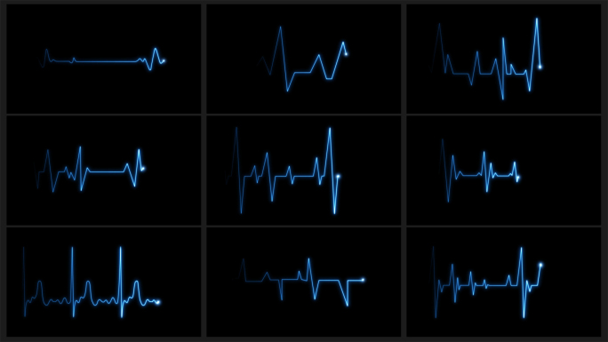 13款4K蓝色心率心电图跳动停止循环素材