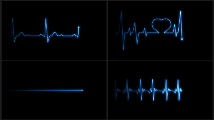 13款4K蓝色心率心电图跳动停止循环素材