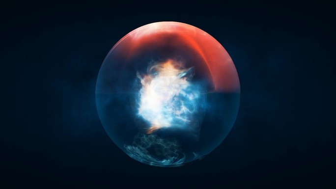 半透明玻璃能量未来魔法圆球液体等离子体球。抽象的背景。视频在高品质的4k，运动设计