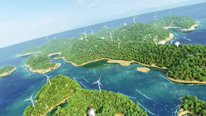 海岛 群岛 岛屿 风力发电 海岛航拍