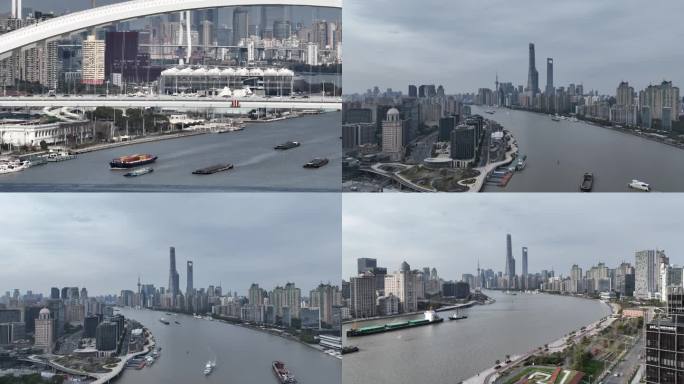 上海外滩大场景楼群空镜4k