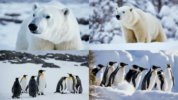 企鹅北极熊视频素材