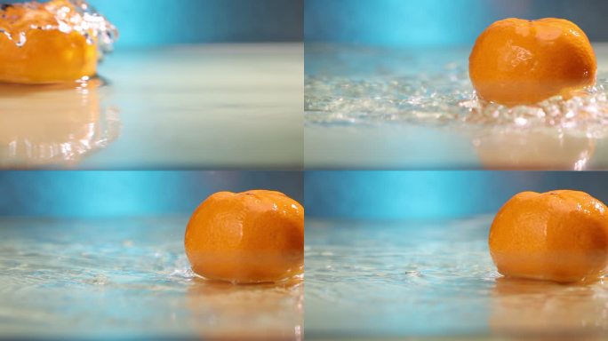 水面 滑行 橘子 水花 高清实拍 升格