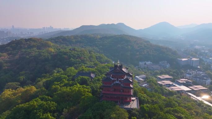 杭州城隍阁景区航拍上城区风景风光视频素材