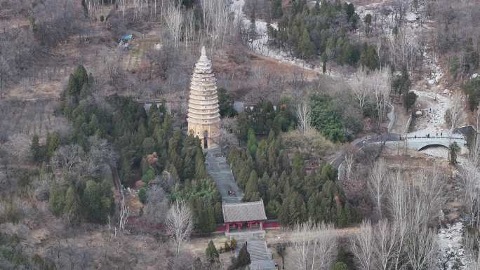 河南登封嵩山嵩岳寺塔航拍