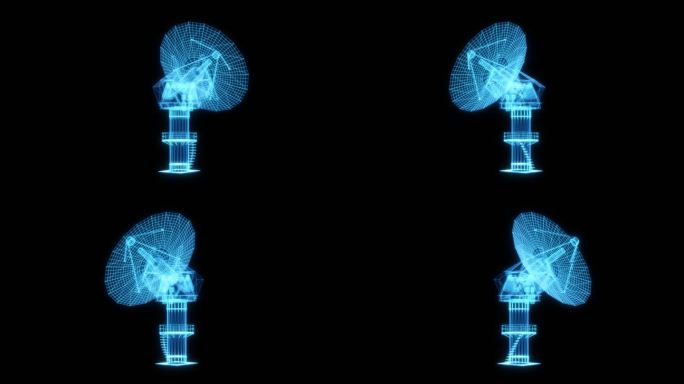 军事卫星蓝色发光线条雷达循环 科技感线条