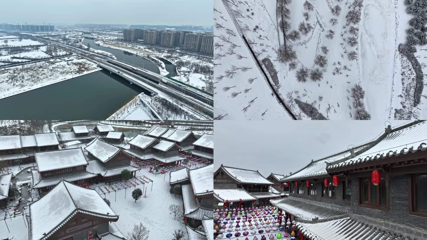航拍郑州雪景