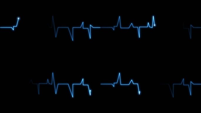4K蓝色心率心电图跳动停止循环素材