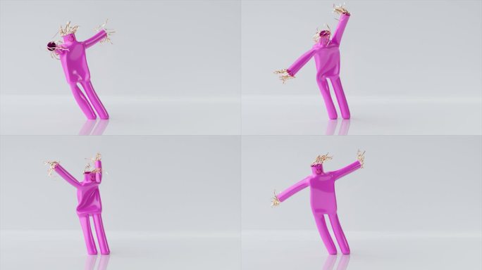 充气娃娃跳舞的动画。有趣的卡通人物孤立在白色背景