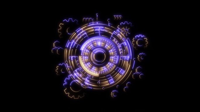 齿轮圈抽象霓虹灯动画设计
