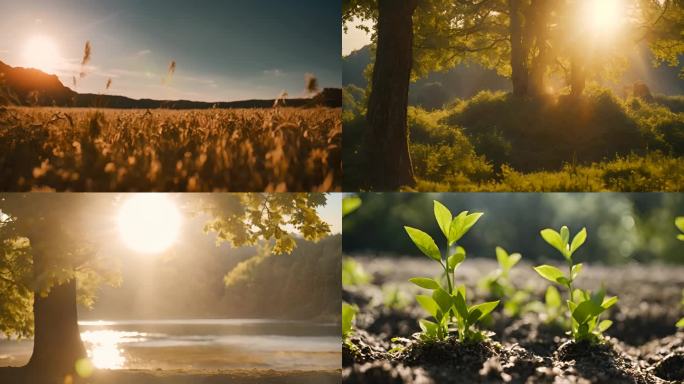 阳光太阳逆光照射植物视频素材 4K