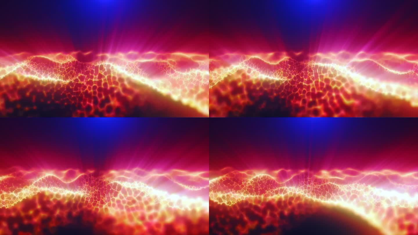 橙色能量魔法数字高科技波与光线线和能量粒子。抽象的背景。视频在高品质的4k，运动设计