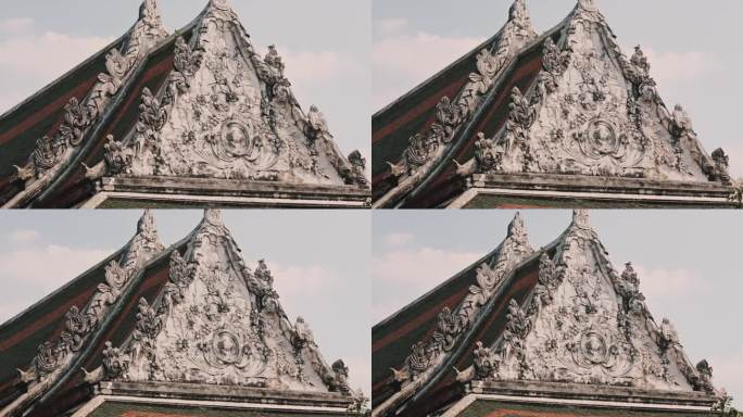 寺庙屋顶山墙的建筑细节