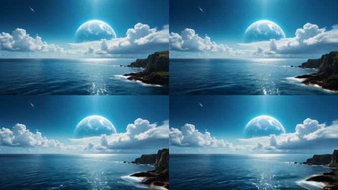 幻想空间云海海面艺术三维迷幻舞台海岛