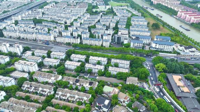 江苏苏州市姑苏区寒山寺风景风光航拍江南水