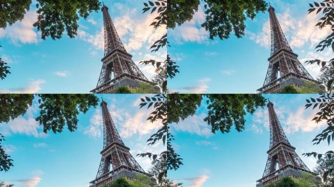 埃菲尔铁塔蓝天，巴黎