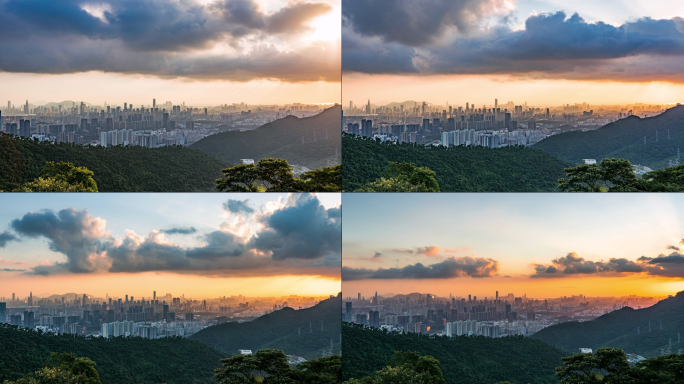 深圳南山宝安城市日落夜景4K延时摄影