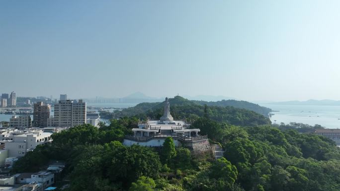 凤山妈祖雕像航拍凤山公园凤仪台妈祖石像