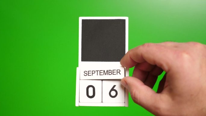 日历上的日期是9月6日，绿色背景。说明某一特定日期的事件。