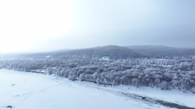 航拍森林湿地雪原雾凇风光视频 (8)