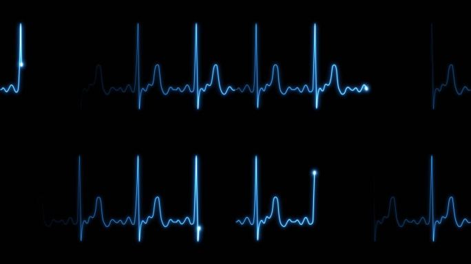 4K蓝色心率心电图跳动停止循环素材