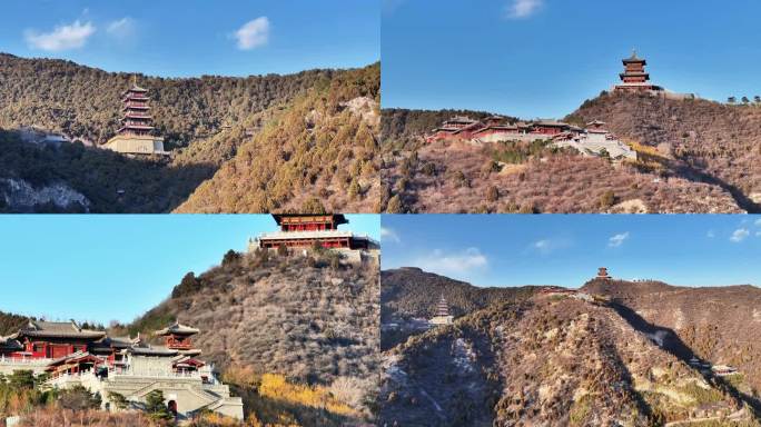 航拍 山西太原太山龙泉寺风光