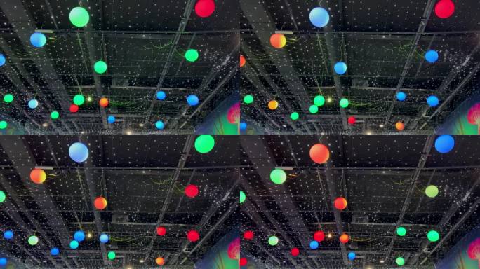 迷人的展示:星空天花板闪烁着五颜六色的球，唤起了一个迷人的天堂仙境