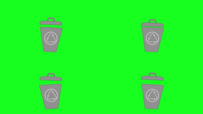 绿色背景上的垃圾桶插图