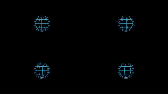 动画地球模型线图标动画，地球卫星