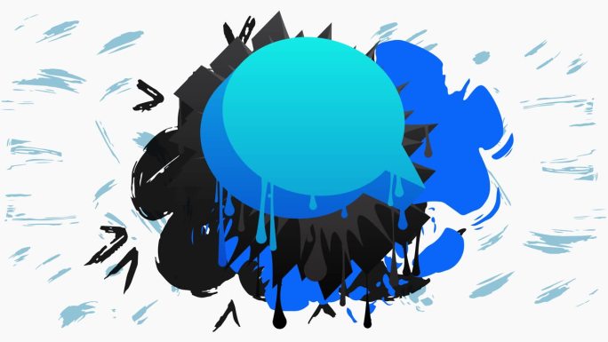 蓝色和黑色涂鸦语音气泡动画。