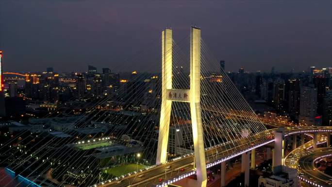 4k航拍 2019年 南浦大桥夜景延时