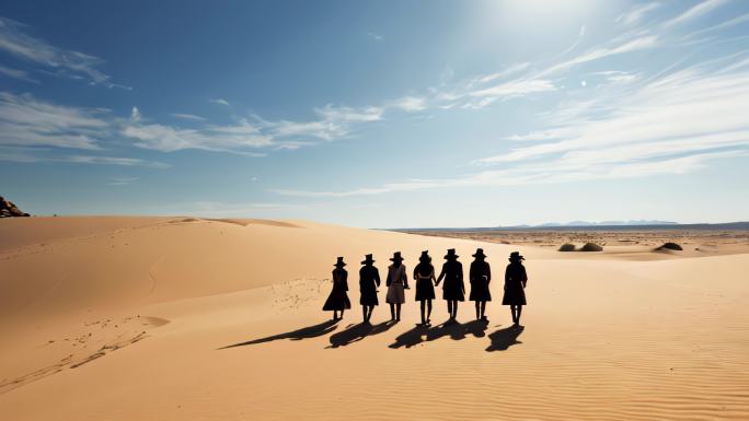 沙漠荒漠大漠风沙干旱蓝天氛围动态背景