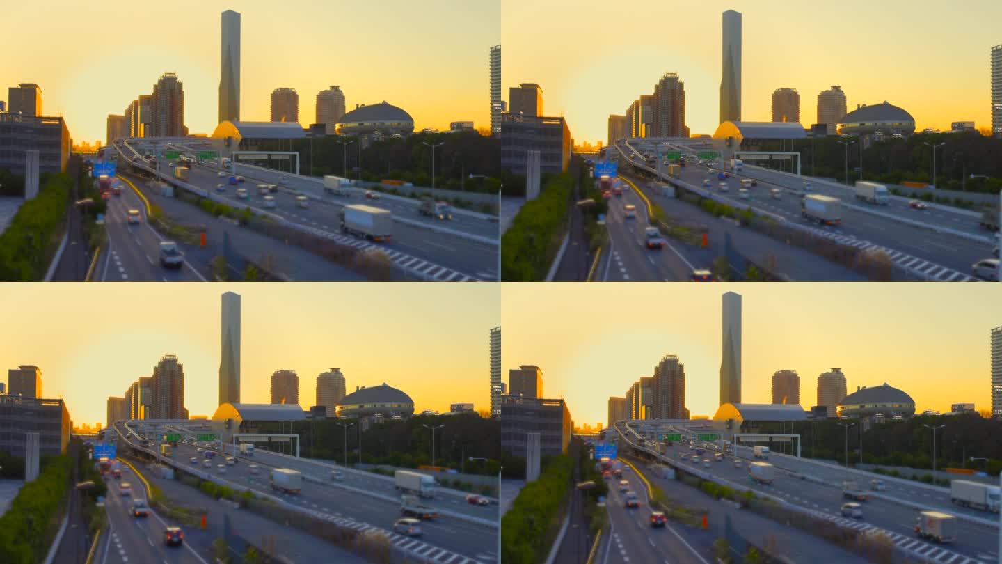 日本的中心，巨大的建筑和高速公路在东京