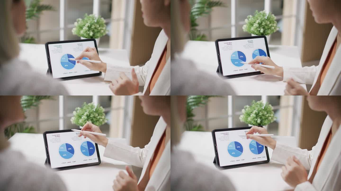 在平板电脑上使用饼状图进行审计或财务规划