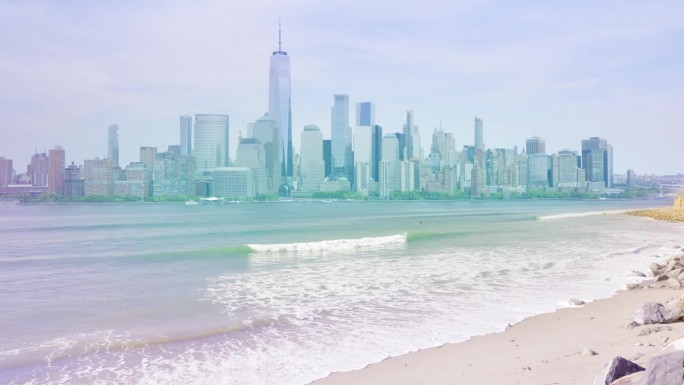 海滩和纽约市。小说美术摄影风格