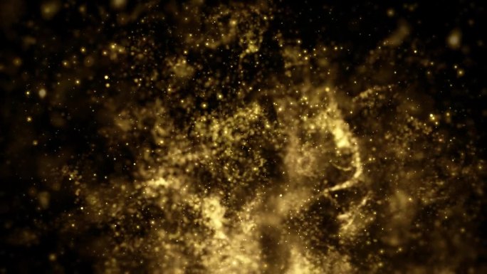 金粉颗粒闪闪发光的尘埃动画爆炸闪烁快速能量飞行波在黑色背景