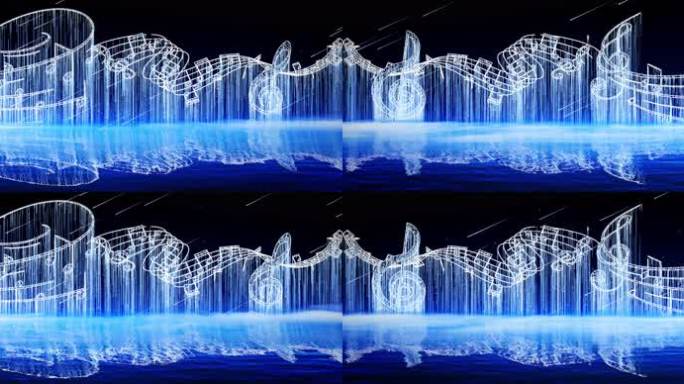 8K宽屏蓝色粒子线条音乐歌舞演出活动背景