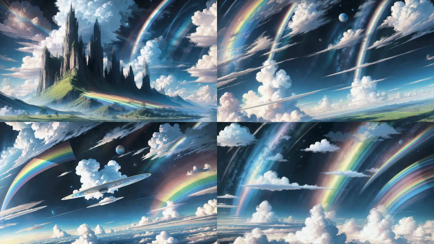 AI风景，山，彩虹