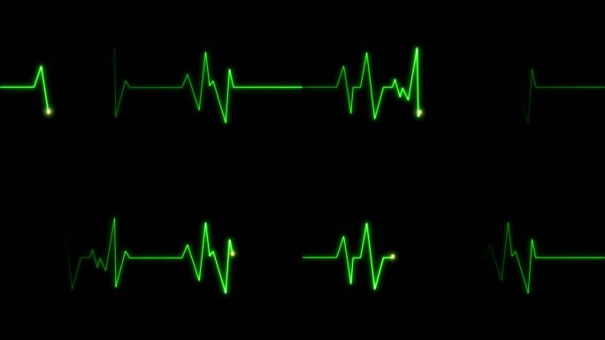 4K绿色心率心电图跳动停止循环素材