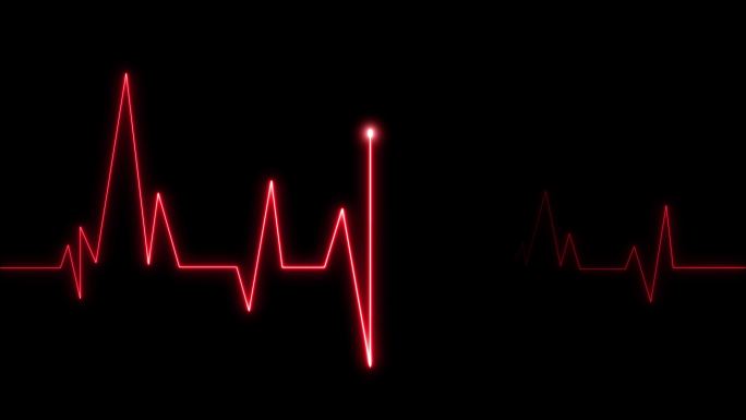 4K红色心率心电图跳动停止循环素材