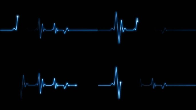 4K蓝色心率心电图跳动停止循环素材